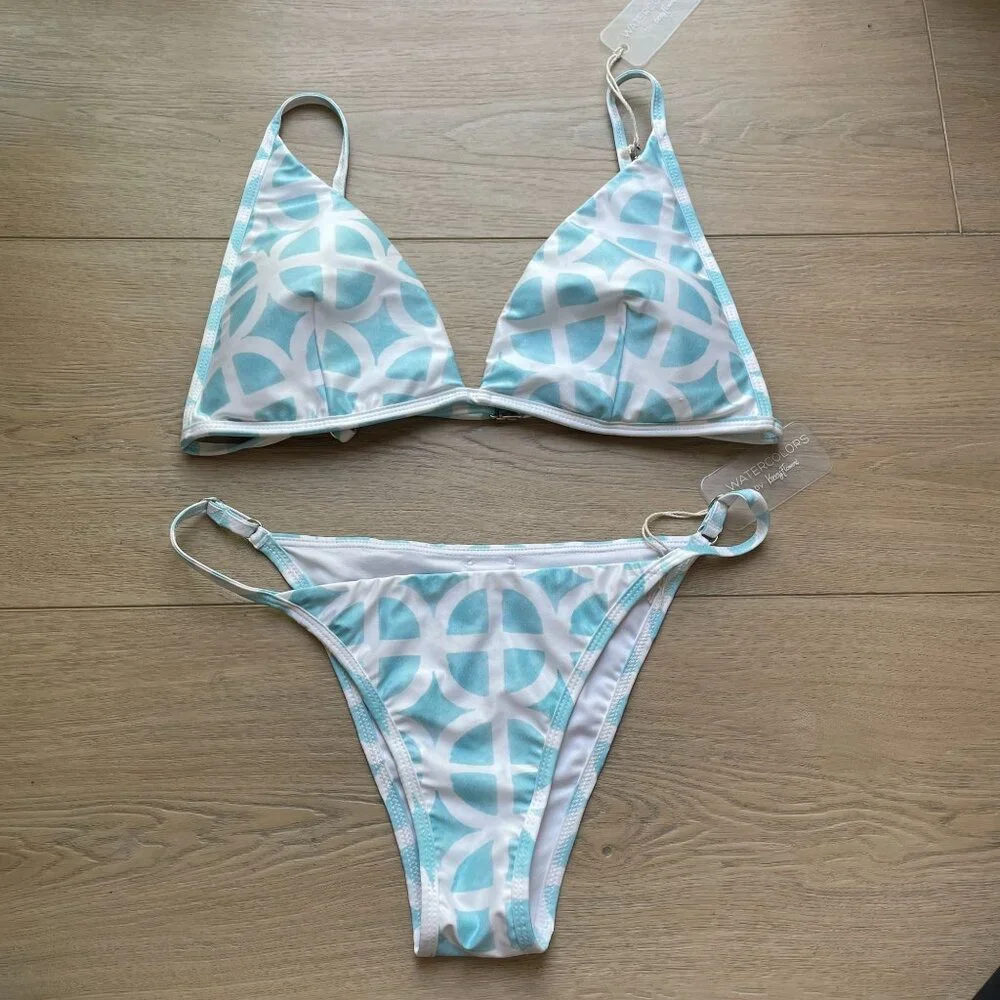NEW Kenny Flowers Large Maldives Triangle String‎ Bikini Top Bottom Set